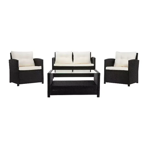Black Wicker 4-pc. Deluxe Outdoor Living Set