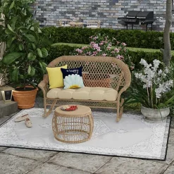 Blue & Yellow Bee Happy Outdoor Pillow