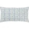 Blue and Ivory Floral Print Lumbar Pillow