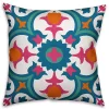 Blue and Pink Floral Tile Outdoor Pillow