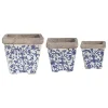 Blue and White Ceramic Flower Pots, Set of 3
