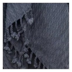 Blue Cable Knit Tassel Throw