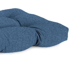 Blue French Edge Outdoor Wicker Settee Cushion