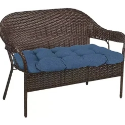 Blue French Edge Outdoor Wicker Settee Cushion