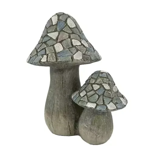 Blue Mosaic Mushrooms Outdoor Statue
