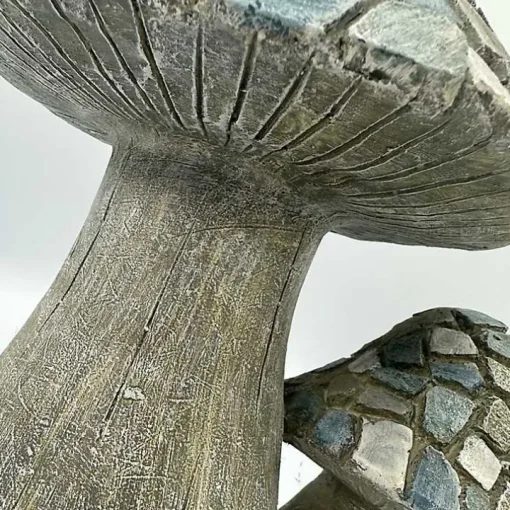 Blue Mosaic Mushrooms Outdoor Statue