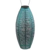 Blue Paisley Oblong Hanging LED Outdoor Lantern