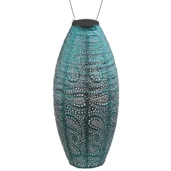 Blue Paisley Oblong Hanging LED Outdoor Lantern