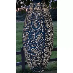 Blue Paisley Oblong Hanging LED Outdoor Lantern