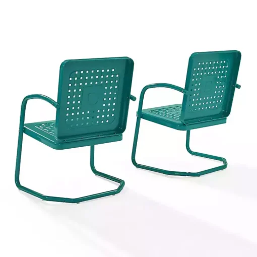 Blue Retro Basket Weave Chairs, Set of 2