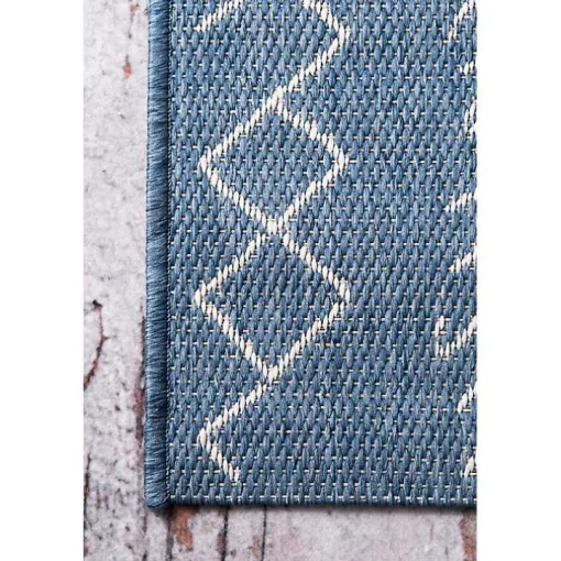 Blue Serna Tribal Outdoor Area Rug, 8x11