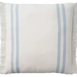 Blue Striped Linen Throw Pillow
