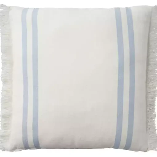 Blue Striped Linen Throw Pillow