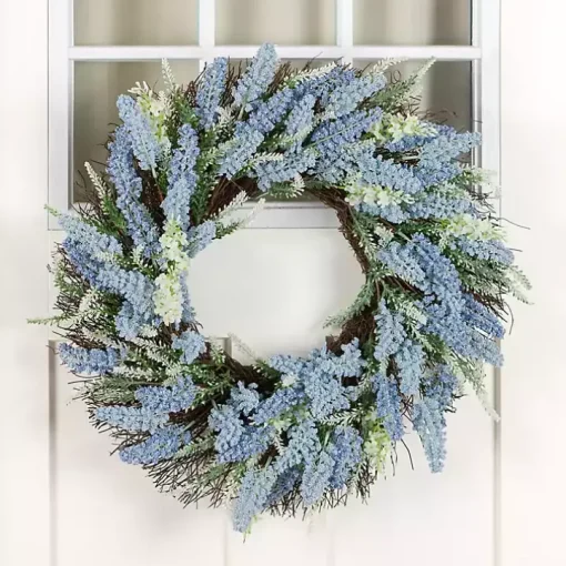 Blue Wheat Spiral Wreath