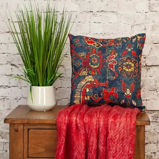 Blue Woven Tapestry Pillow