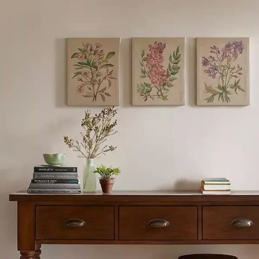 Botanical Linen Art Prints, Set of 3