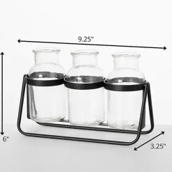 Bottle Vase Trio on Metal Stand