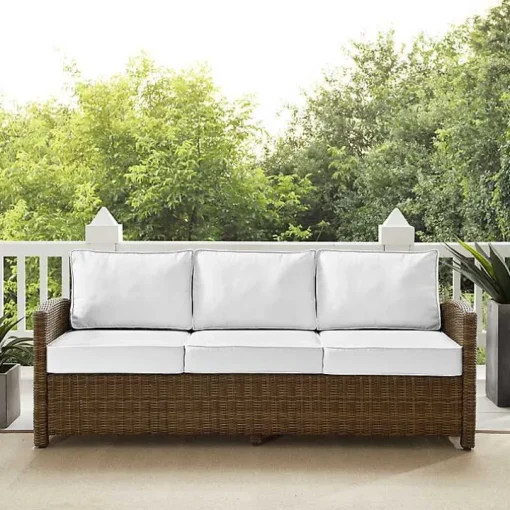 Bren Brown Wicker Sofa with Sunbrella Cushions
