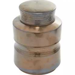 Bronze Ribbed Ceramic Jars, Set of 2