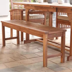 Brown Acacia Wood Outdoor Bench