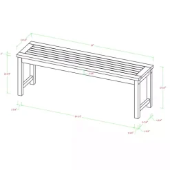 Brown Acacia Wood Outdoor Bench