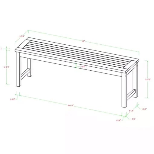 Brown Acacia Wood Outdoor Bench