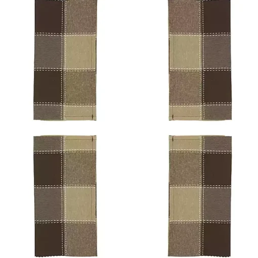 Brown Block Stitched Napkins, Set of 4