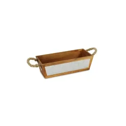 Brown Galvanized Tapered Box with Rope Handles