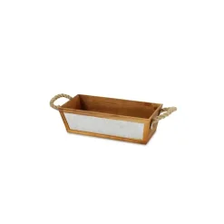 Brown Galvanized Tapered Box with Rope Handles