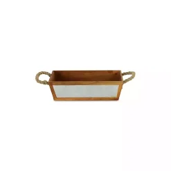Brown Galvanized Tapered Box with Rope Handles