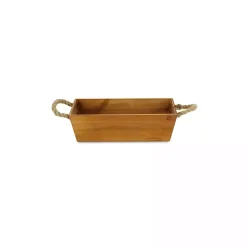 Brown Galvanized Tapered Box with Rope Handles
