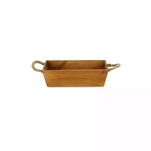 Brown Galvanized Tapered Box with Rope Handles