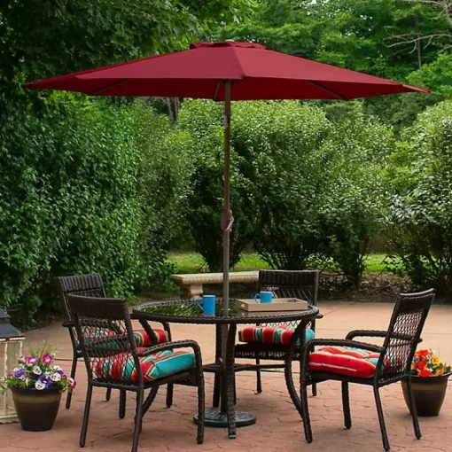 Burgundy Tilt Hand Crank Outdoor Umbrella