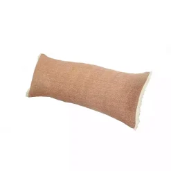 Caramel Coated Lumbar Accent Pillow with Fringe