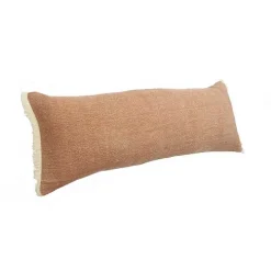 Caramel Coated Lumbar Accent Pillow with Fringe