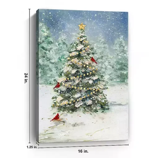 Cardinals on Tree Small Canvas Art Print