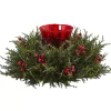 Cedar and Berry Candle Ring Centerpiece
