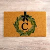 Christmas Wreath Monogram C Doormat