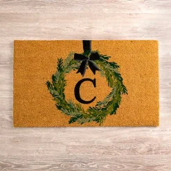 Christmas Wreath Monogram C Doormat