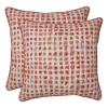 Coral Checkered Outdoor Pillows, Set of 2