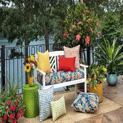 Coral Checkered Outdoor Pillows, Set of 2