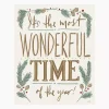 Cream Most Wonderful Time Greenery Canvas Print