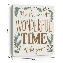 Cream Most Wonderful Time Greenery Canvas Print