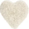 Cream Shaggy Heart Shaped Pillow