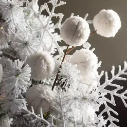 Cream Sherpa Ball Christmas Spray Stems, Set of 3