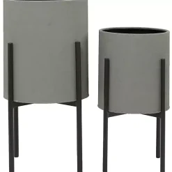 Dark Gray Barrel 2-pc. Planter Set