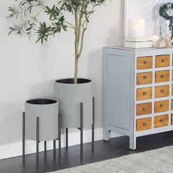 Dark Gray Barrel 2-pc. Planter Set