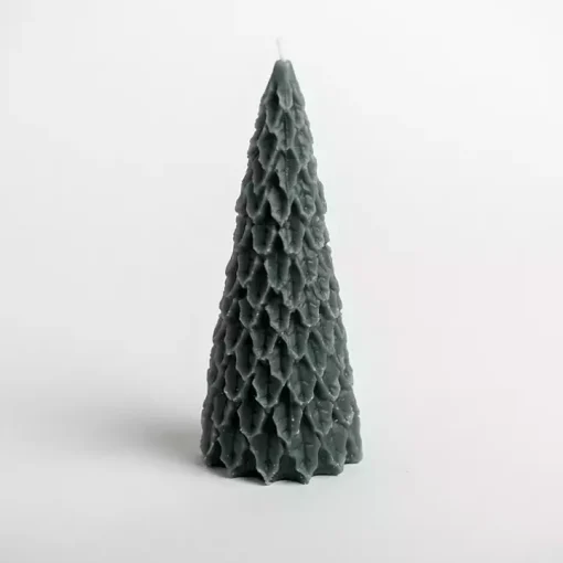Dark Green Christmas Tree Pillar Candle, 7 in.