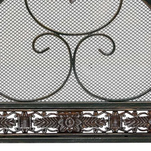 Distressed Fleur De Lis Three-Panel Fire Screen
