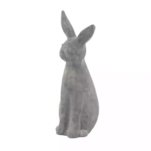 Distressed Gray Rabbit Outdoor Statue